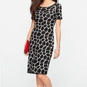 Talbots Black and White Giraffe-Print Midi Dress